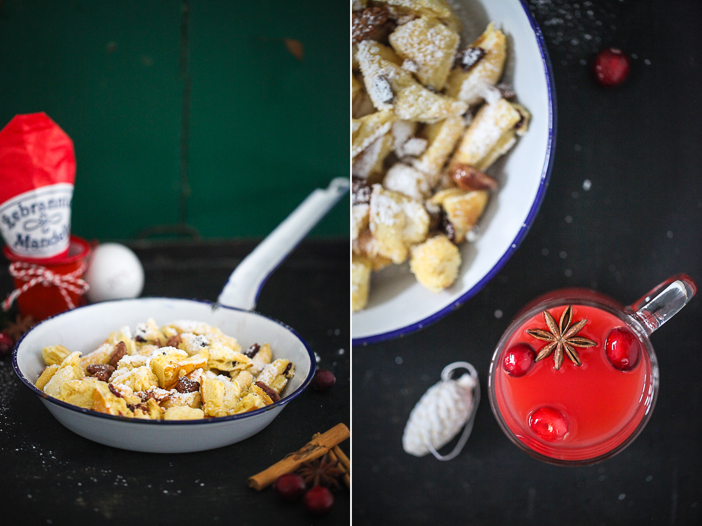 Rezept für Weihnachtsschmarrn Kaiserschmarrn mit Cranberries und gebrannten Mandeln Zuckerzimtundliebe Foodblog Backblog_