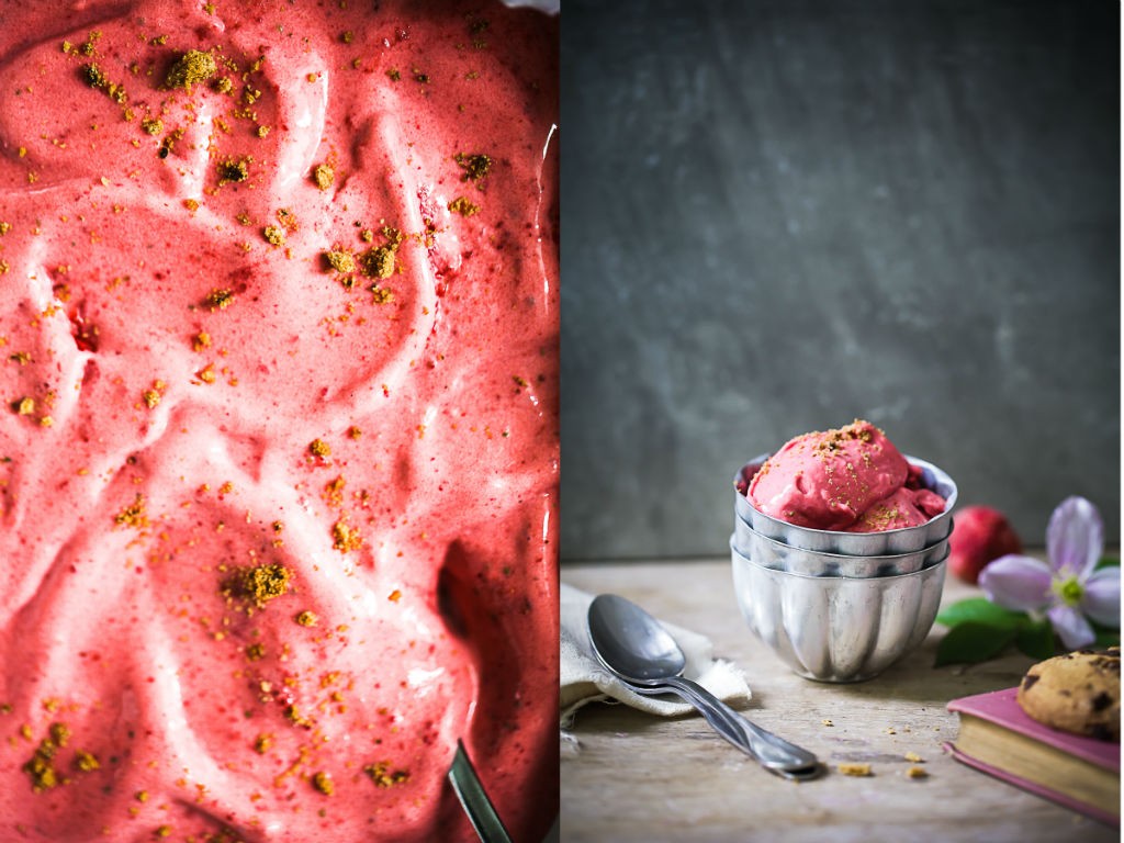 Einfaches Rezept Erdbeer Frozen Yogurt ohne Eismaschine Eisrezept Erdbeereis Easy Froyo Recipe selbstgemachtes Eis