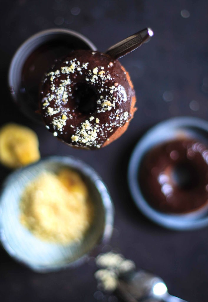 Bananen Schokoladen Donut Doughnut Rezept Schokoladenguss Bananenchips Portland Oregon Donuts aus dem Ofen nicht frittiert Zucker zimt und Liebe