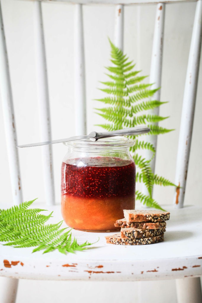 Rezept Pfirsich Melba Marmelade Peach Melba Jam Schichtkonfitüre Sommer im Glas Post aus meiner Kueche zuckerzimtundliebe einfaches Marmeladenrezept