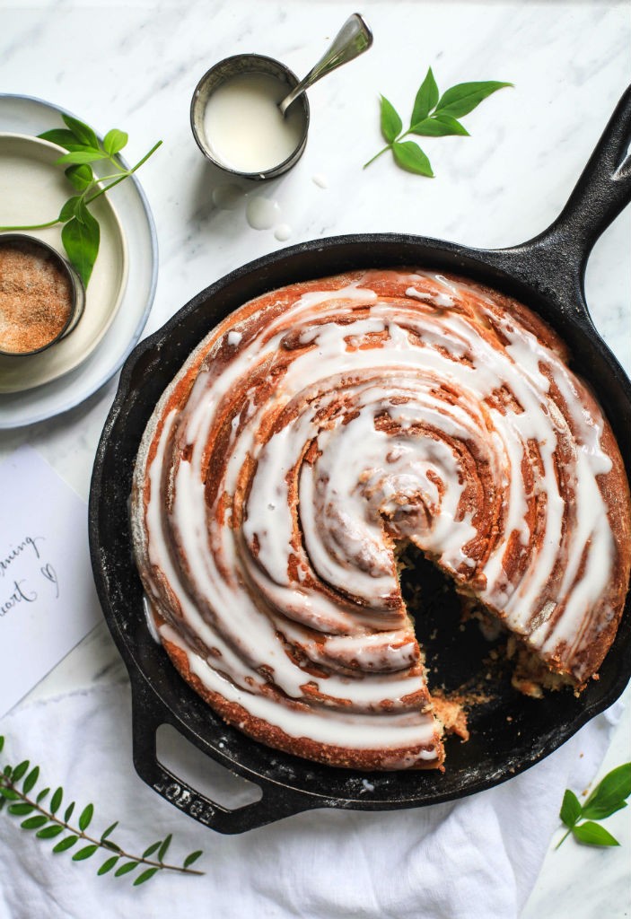 Rezept Riesen Zimtschnecke giant cinnamon roll skillet cinnamon roll hefeteig zimtkuchen zuckerzimtundliebe