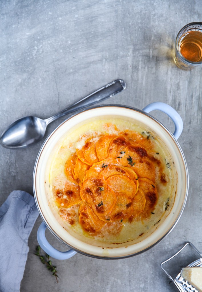 Süsskartoffelgratin Süsskartoffeldauphinois sweet potato gratin mittagessen rezept zuckerzimtundliebe siemens studioline