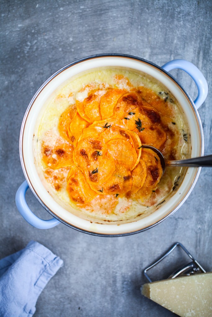 Süsskartoffelgratin Süsskartoffeldauphinois sweet potato gratin mittagessen rezept zuckerzimtundliebe siemens studioline