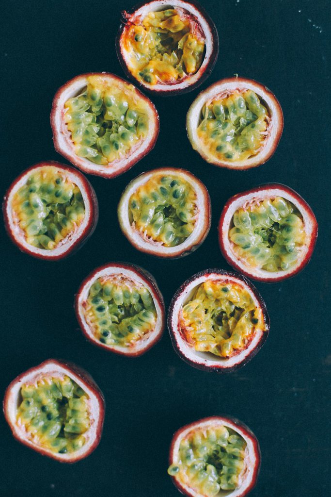 Maracuja Kuchen sponge cake passionfruit still food photography