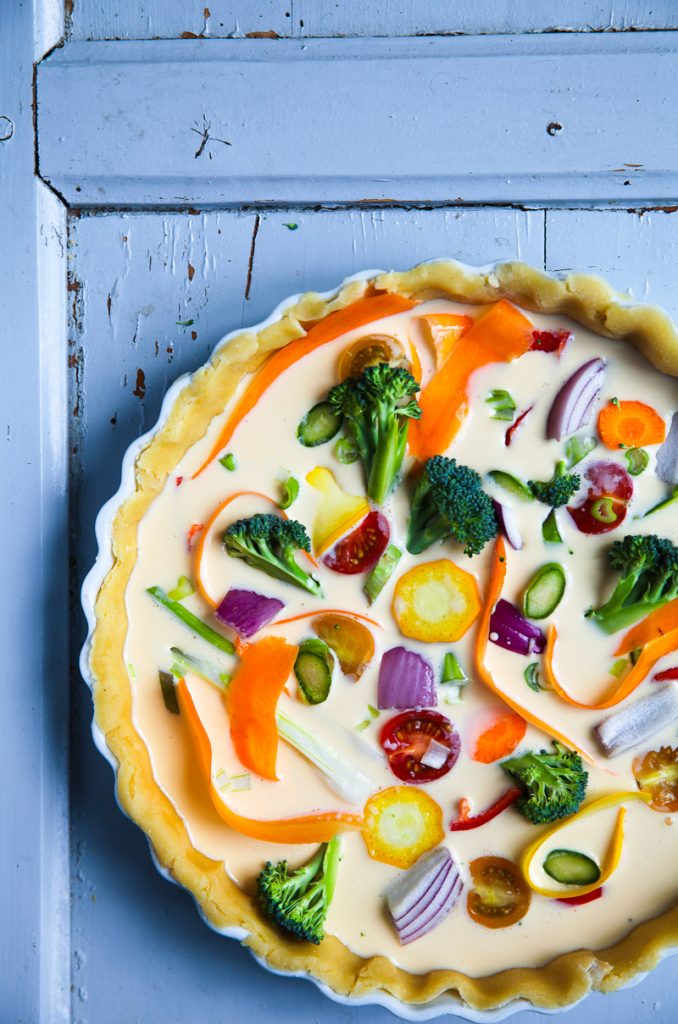 Rezept für Gemüse Quiche einfaches bestes Quiche Rezept herzhafte Tarte Mürbeteig Brokkoli Zucchini Moehre Zwiebel Spargel Sommerrezept Picknick Picknickideen wie macht man quiche eiergericht einfaches leichtes mittagessen französisch zuckerzimtundliebe foodstyling foodfotografie