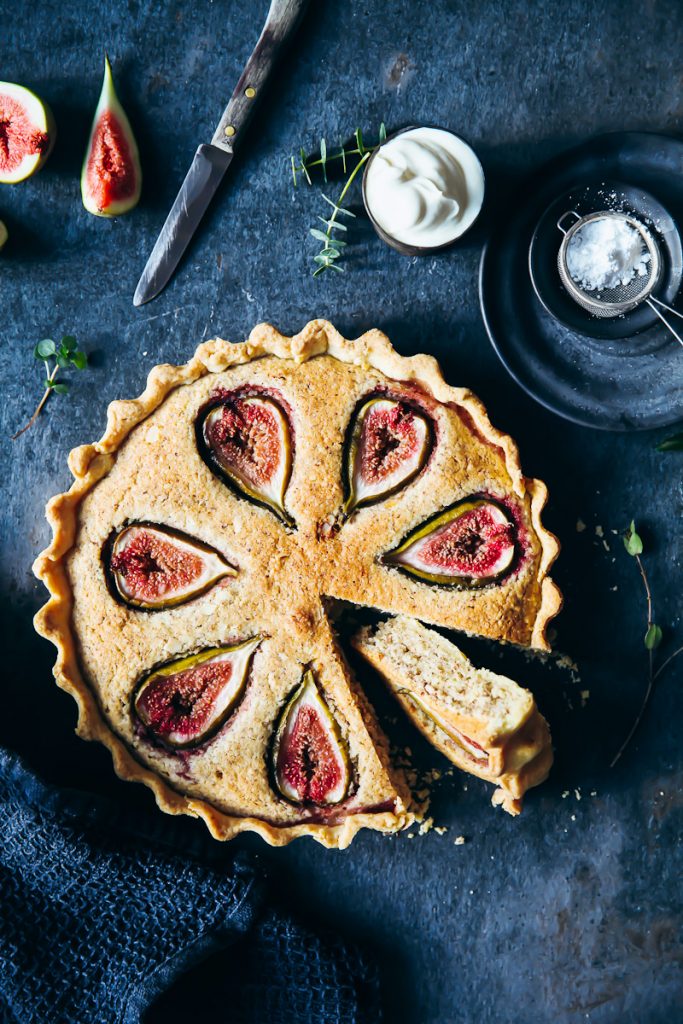 Feigen Frangipane Tarte Mandelfüllung einfaches Tarterezept mit Mürbeteig und Mandeln Nusskuchen fig tart recipe zuckerzimtundliebe foodstyling foodblog backen