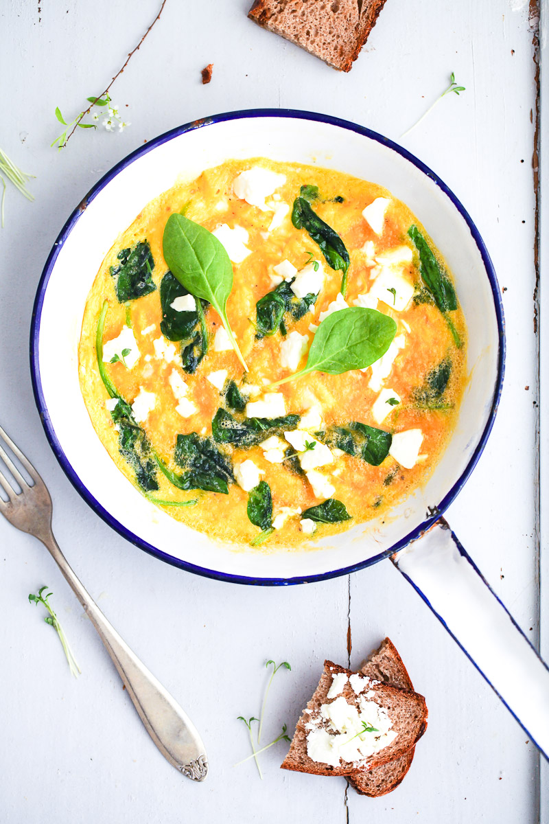 Ein Frittata Rezept mit Spinat und Feta – mein kleines Mittagessen heute