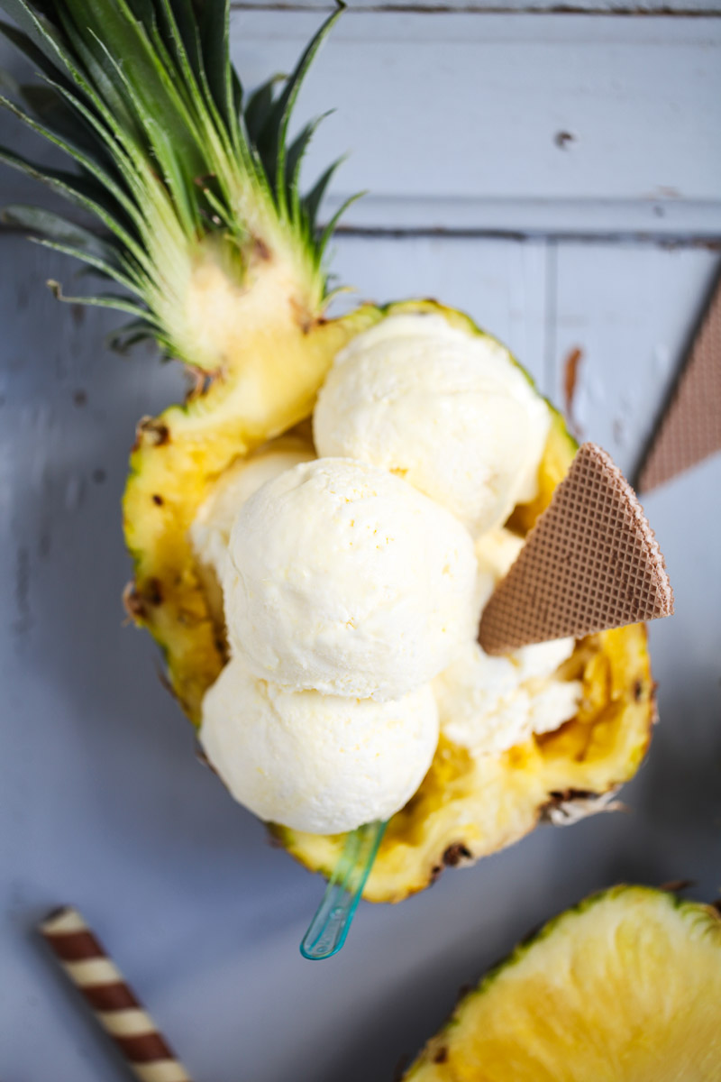 Rezept für fruchtiges Ananas Kokos Eis ohne Eismaschine