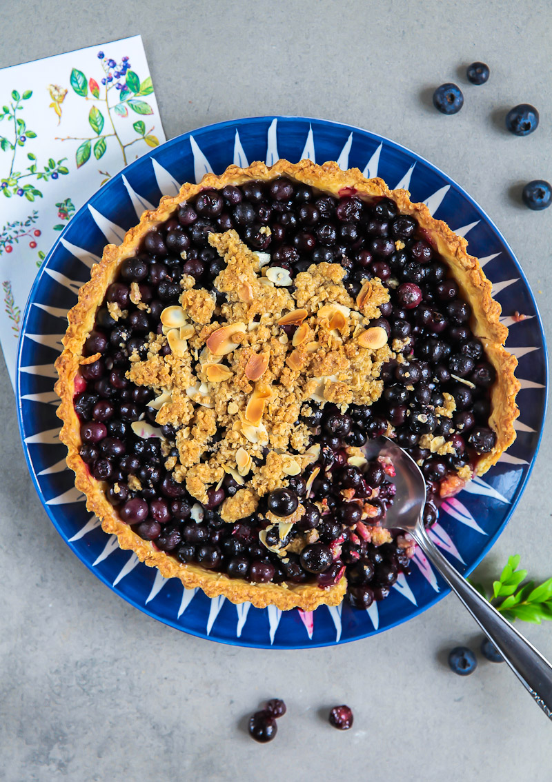 Ein Rezept für Blaubeere Pie mit Haferflocken Mandel Crunch