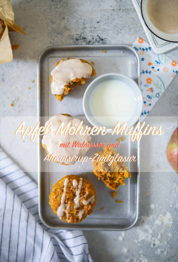 Apfel Möhren Muffins carrot muffins mit walnüssen und ahornsirup glasur, frühstücksmuffins, muffins selber backen, carrot cake, backen im herbst, möhrenrezepte, möhrenkuchen, die besten apfelrezepte, apfel muffin, apfelkuchen, kleine kuchen, foodblog, backblog, zuckerzimtundliebe, zucker zimt und liebe, bestes muffin rezept, backen für kindergeburtstag, backen für kindergarten