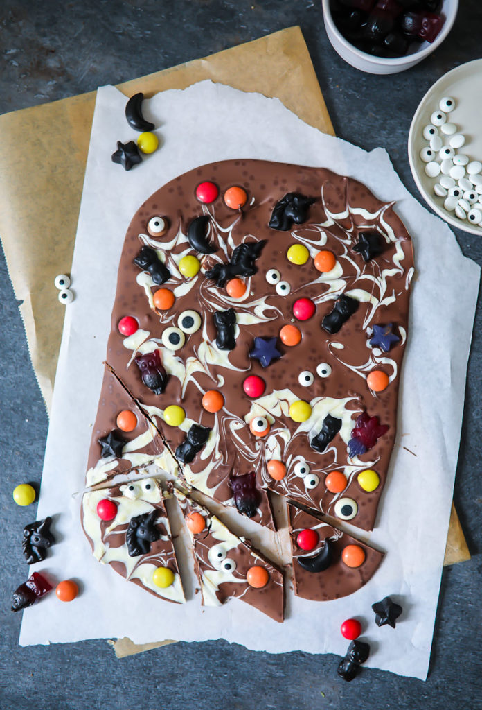 Halloween schokolade chocolate bark Katjes Wunderland Black edition Halloweenrezepte Ideen für Kinderparty zuckerzimtundliebe foodblog