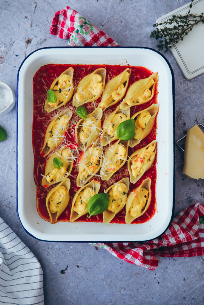 Ricotta Galbani Muschelnudeln stuffed pasta shells conchiglione kürbis pasta pumpkin pasta tomatensugo zuckerzimtundliebe einfaches pastarezept mittagessen
