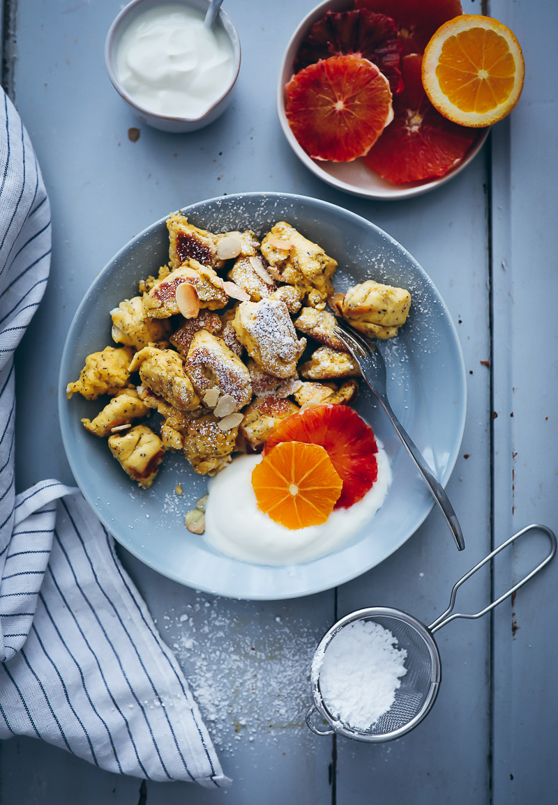 Rezept für fluffigen Orangen Mohn Kaiserschmarrn – orange poppy seed Kaiserschmarrn