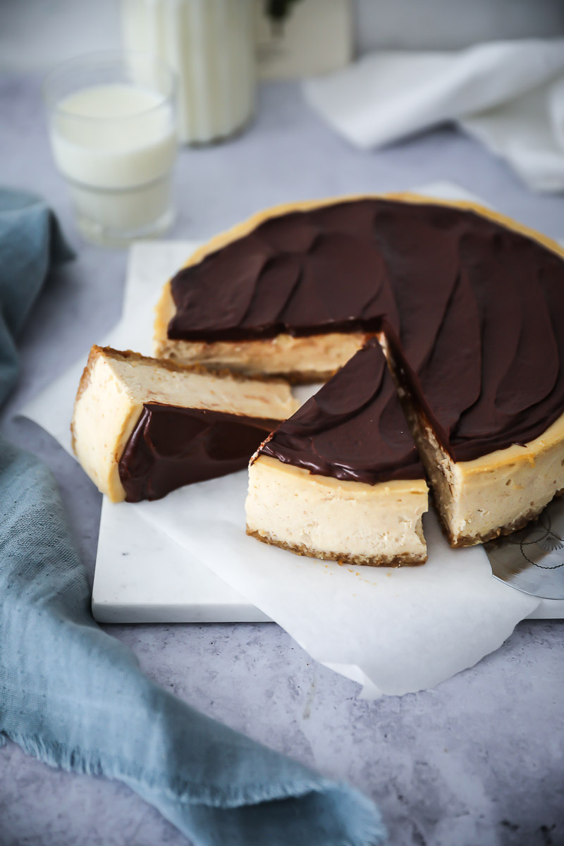 Rezept für Zimt New York Cheesecake mit Schokoladenganache – baked cinnamon cheesecake