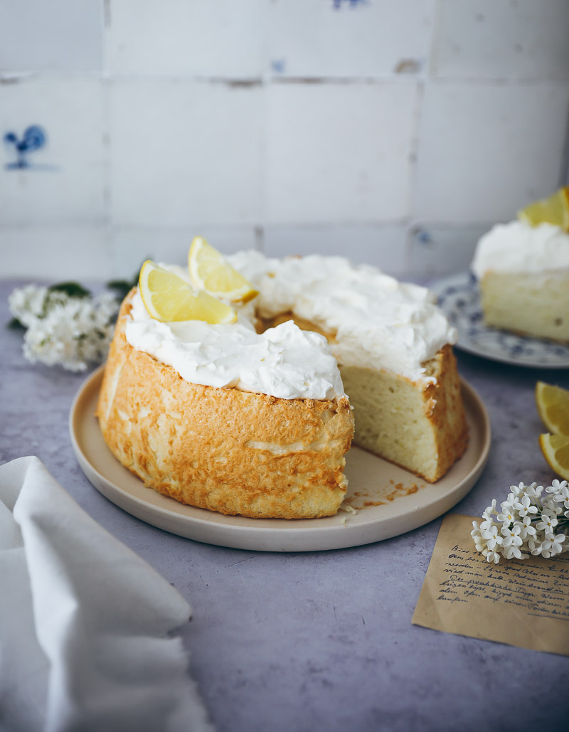 Rezept für luftigen Zitronen Angel Food Cake – lemon angel food cake recipe