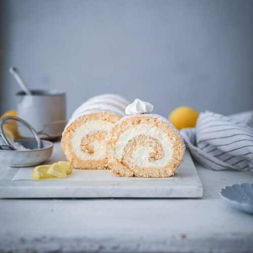 Rezept für Zitronen-Biskuitrolle mit Mascarponefüllung
