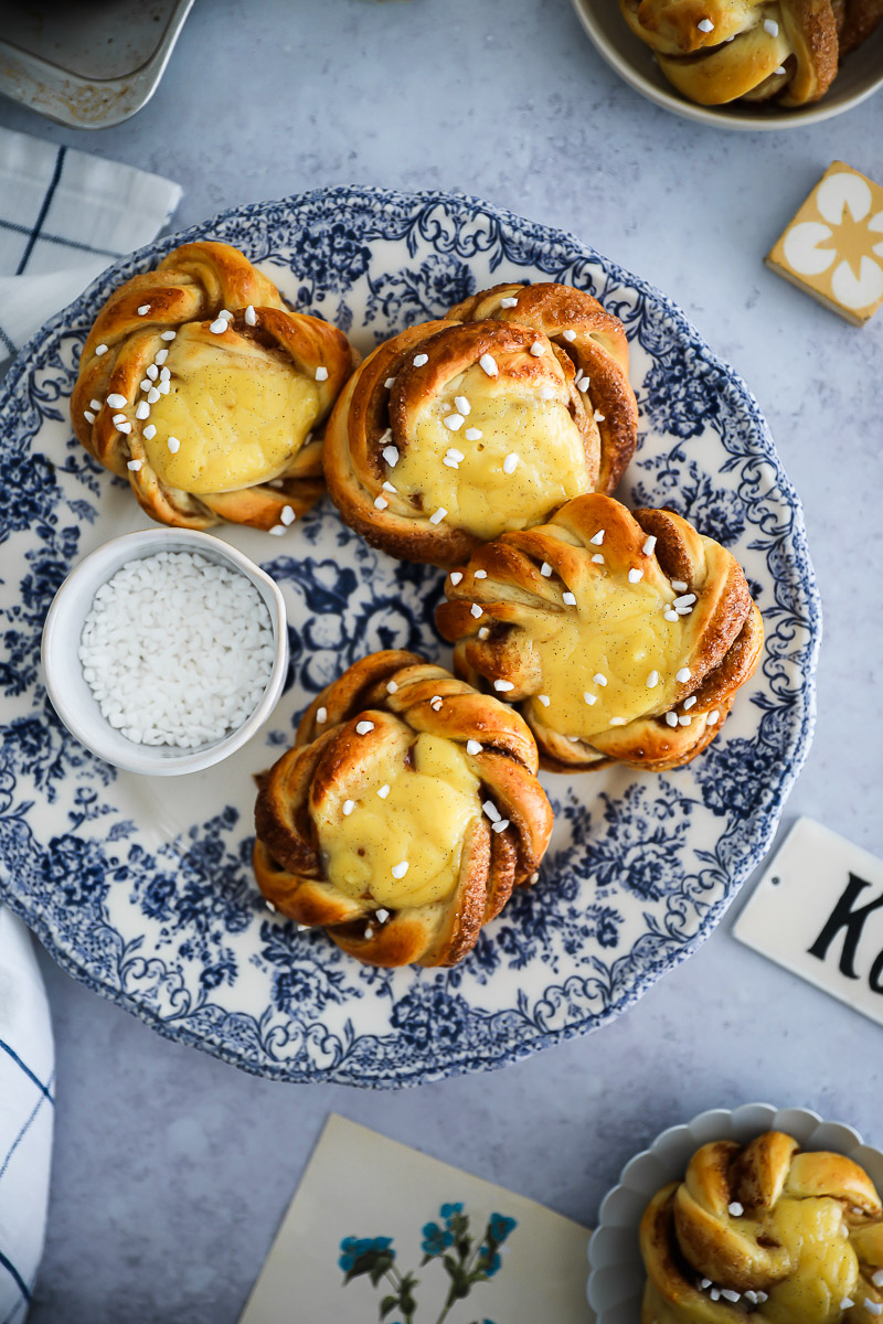 Rezept für Vanillepudding Zimtschnecken – schwedische Kanelbullar mal anders