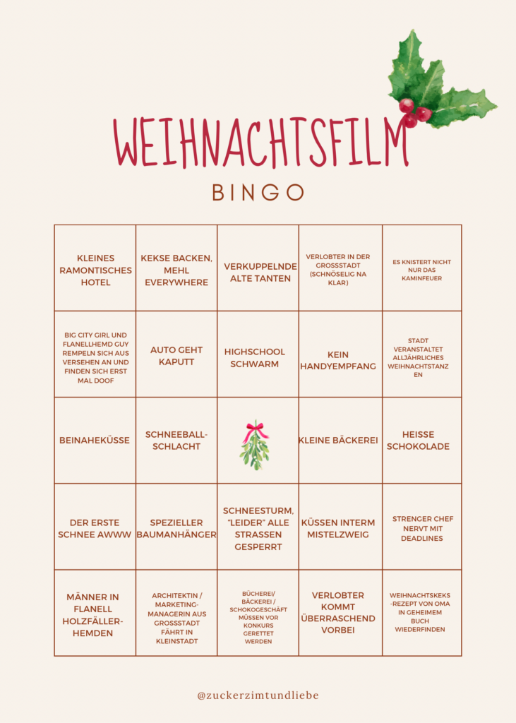weihnachtsfilm bingo christmas movie hallmark bingo sheet 