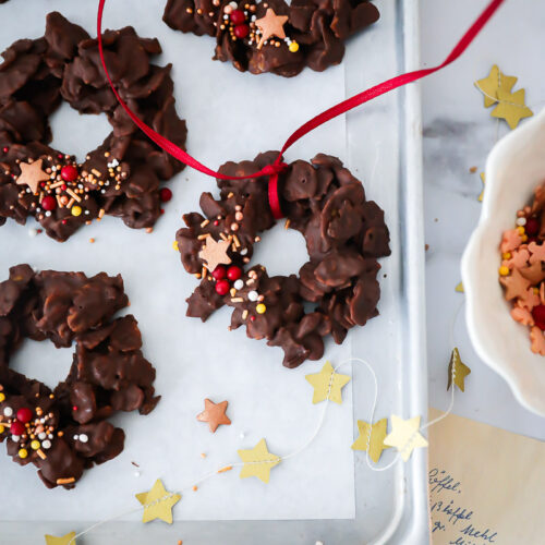 Schokocornflakes Kränze wie Schokocrossies Weihnachtsrezept Geschenke aus der küche weihnachtsschokolade cornflakes chocolate recipe zuckerzimtundliebe beste weihnachtsrezepte